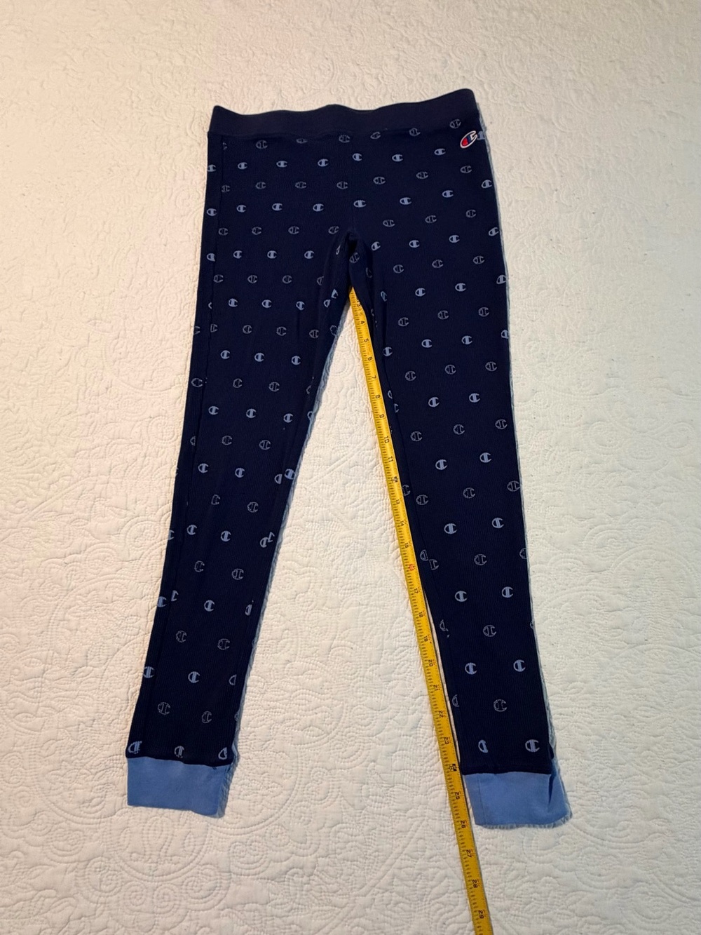 Champion Thermal Waffle Leggings | All Over C Logo | Navy | Medium